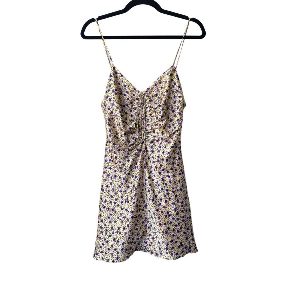 Zara Dress Mini Size‎ S Floral Fairy Feminine Satin Y2K Yellow Purple Feminine